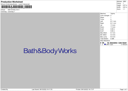 Bath N Body Embroidery File 6 sizes