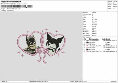 Kuro Bat Embroidery Machine Design File 6 sizes