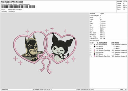 Kuro Bat Embroidery Machine Design File 6 sizes