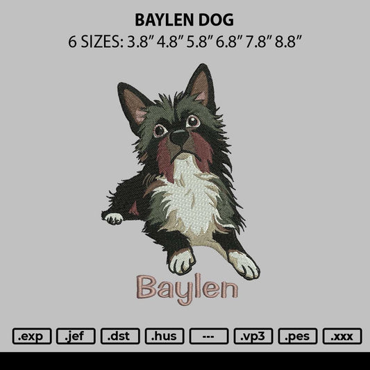 Baylen Dog Embroidery File 6 sizes