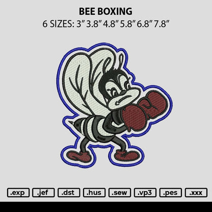 Bee Boxing Embroidery File 6 sizes