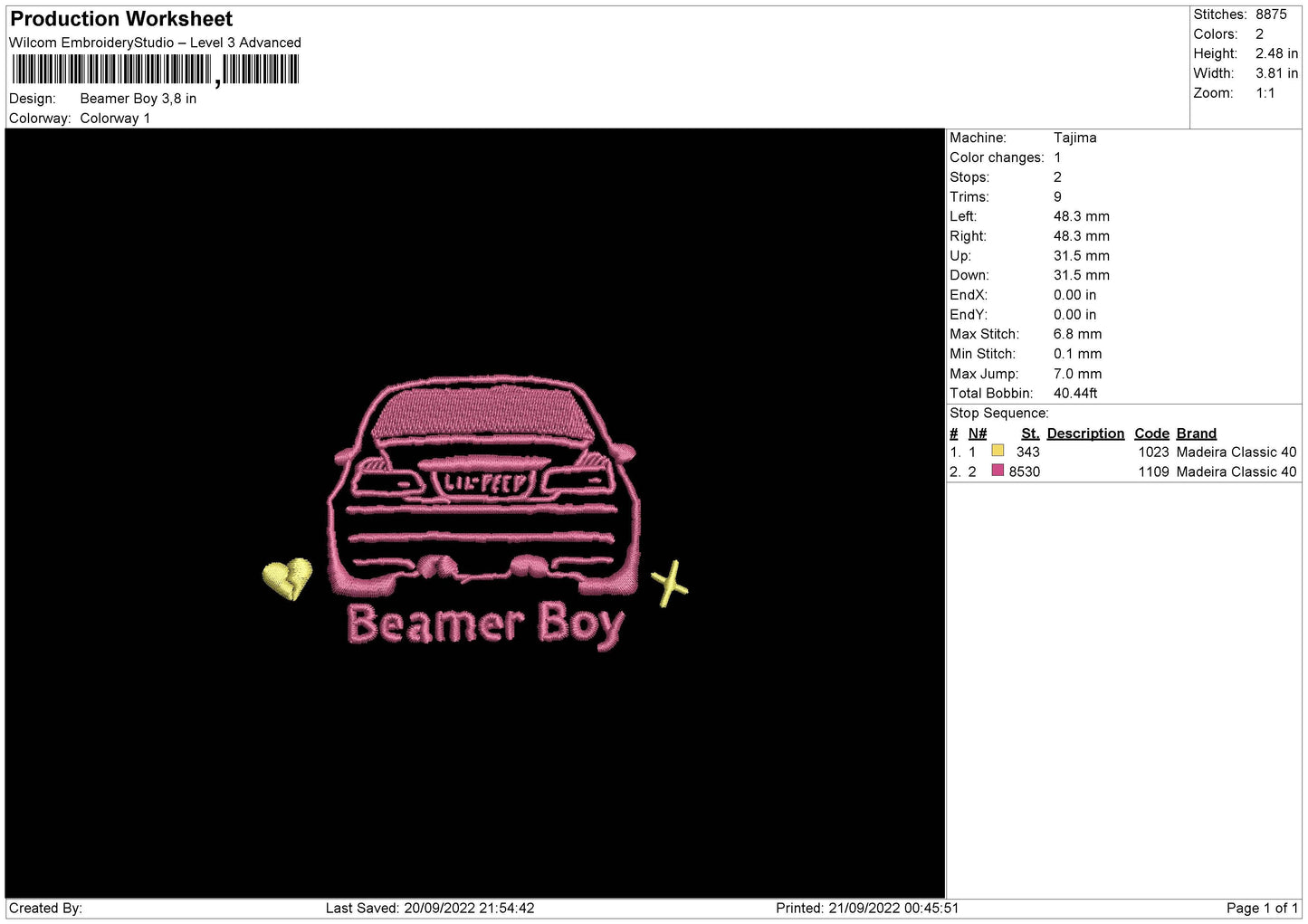 Beamer Boy Embroidery File 5 sizes