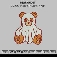 Bear Ghost Embroidery File 6 sizes