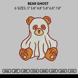 Bear Ghost Embroidery File 6 sizes