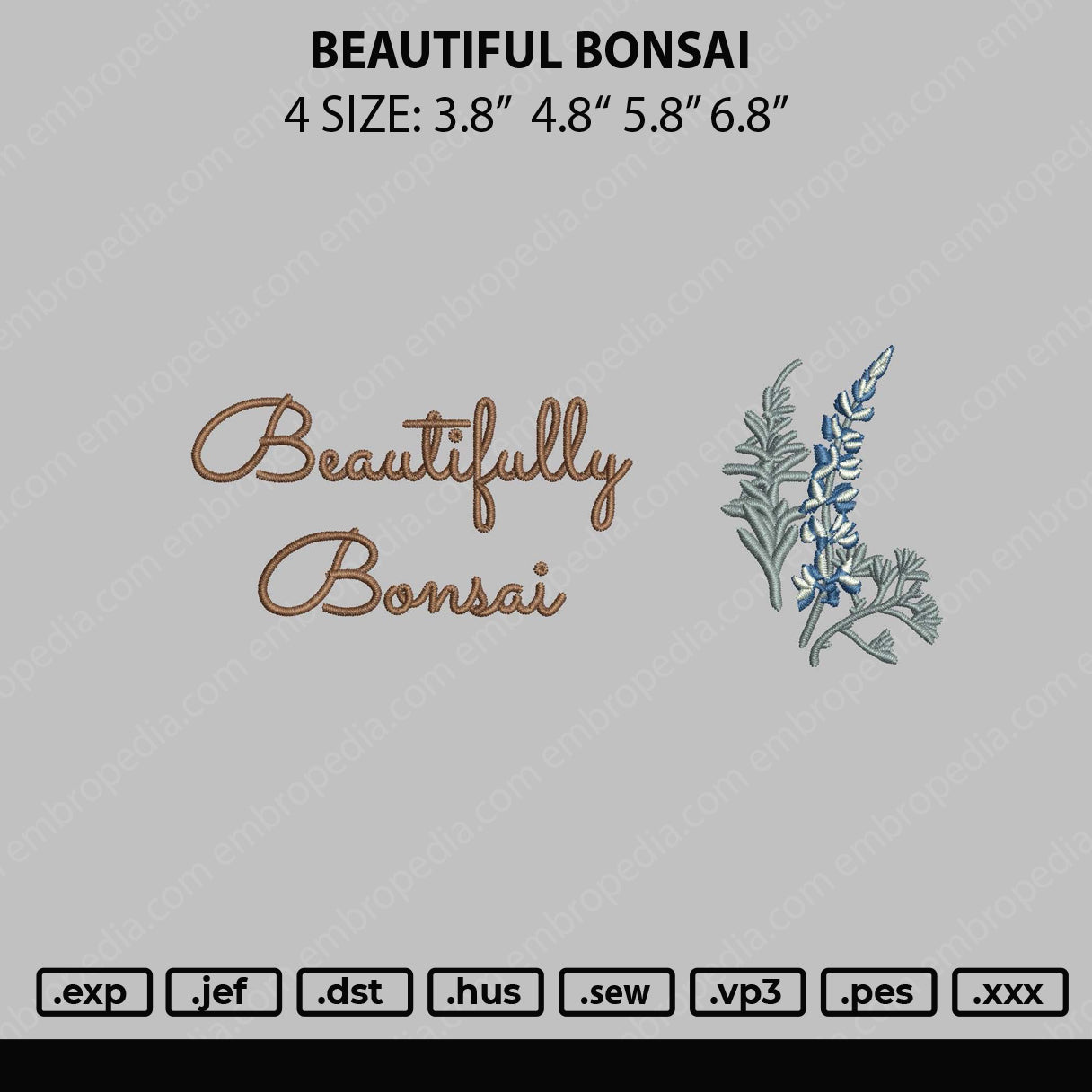 Beautiful Bonsai Embroidery File 4 sizes