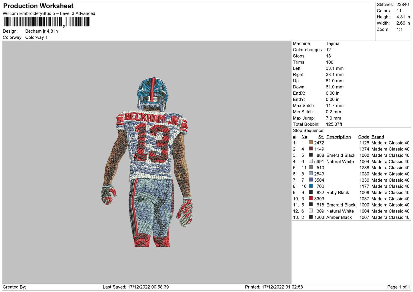Beckham Jr Embroidery File 6 sizes