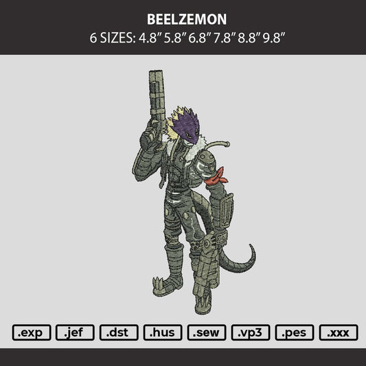 Beelzemon Embroidery Machine Design File 6 sizes