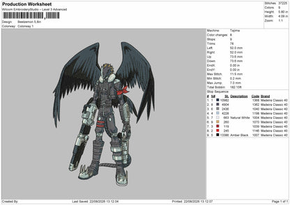 Beelzemon 02 Embroidery Machine Design File 6 sizes
