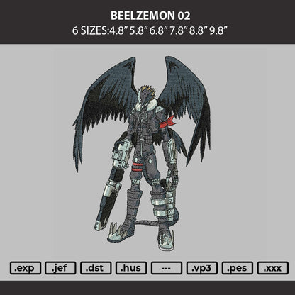 Beelzemon 02 Embroidery Machine Design File 6 sizes