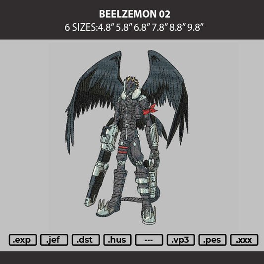 Beelzemon 02 Embroidery Machine Design File 6 sizes