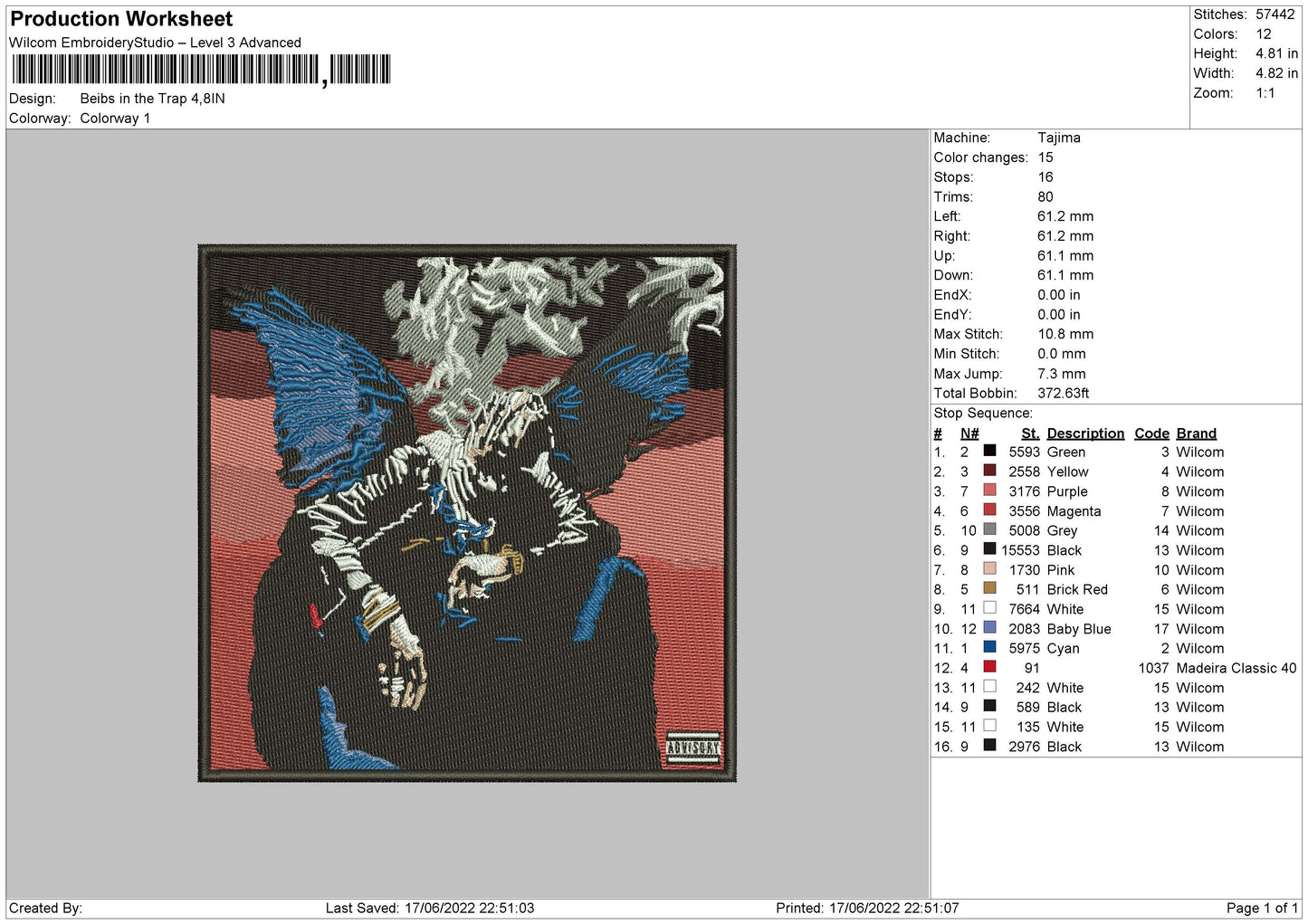 Beibs In The Trap Embroidery File 4 size