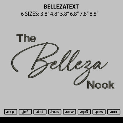 Bellezatext Embroidery File 6 sizes