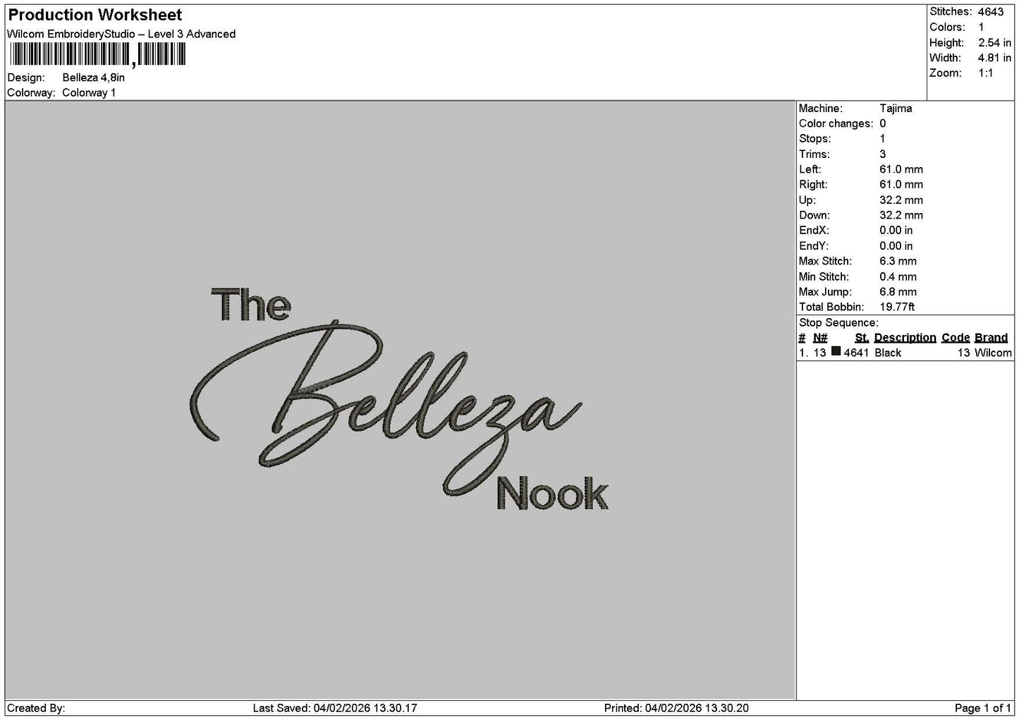 Bellezatext Embroidery File 6 sizes