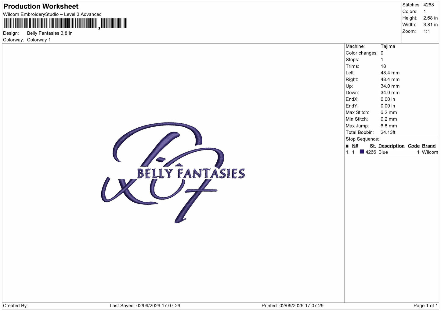 Belly Text Embroidery Machine Design File 6 sizes