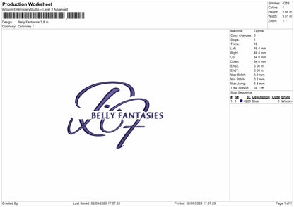 Belly Text Embroidery Machine Design File 6 sizes