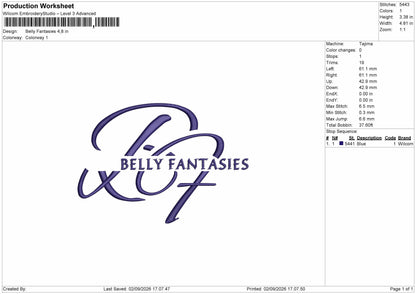 Belly Text Embroidery Machine Design File 6 sizes
