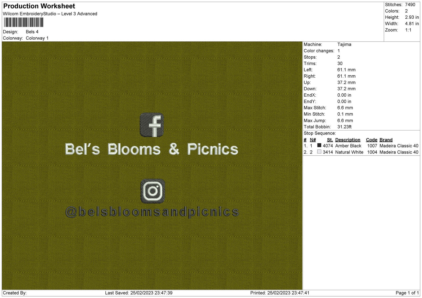 Bels Embroidery File 6 sizes