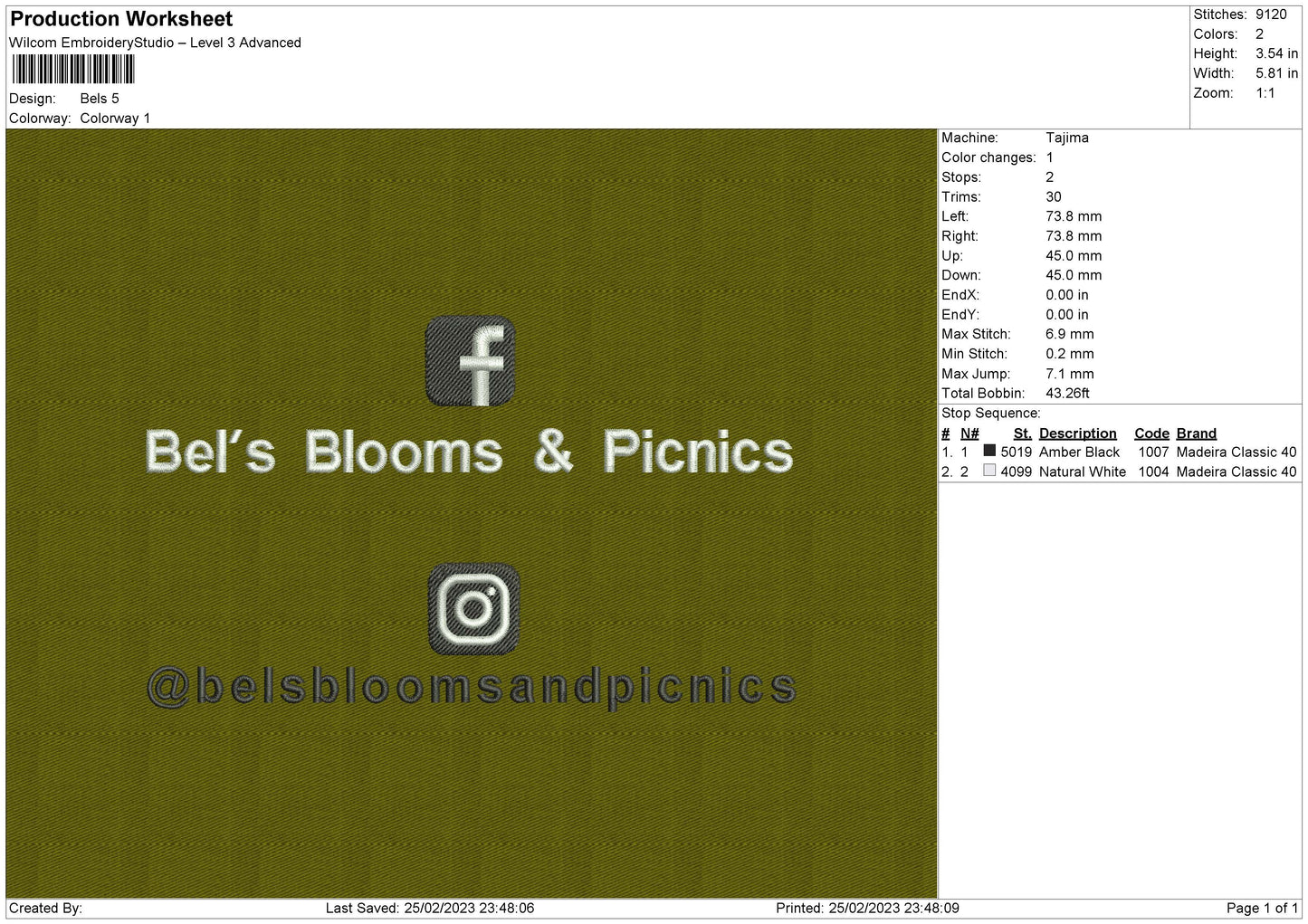 Bels Embroidery File 6 sizes