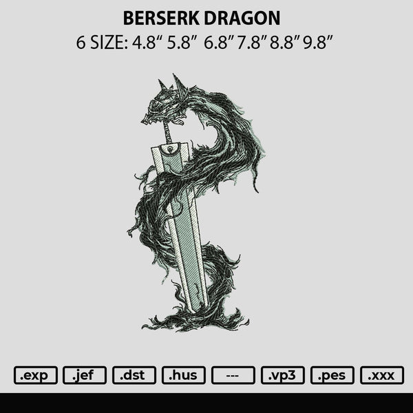 Berserk Dragon Embroidery File 6 sizes