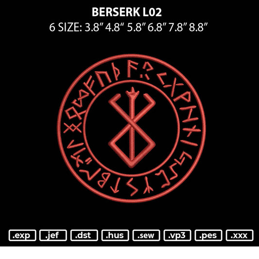Berserk L02 Embroidery File 6 sizes