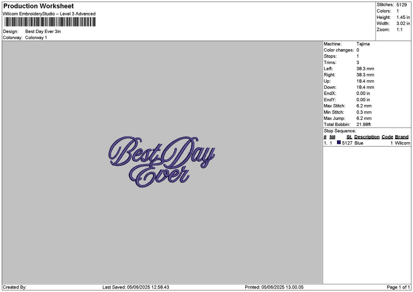 Best Day Text Embroidery File 6 sizes