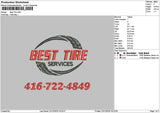 Besttiretext Embroidery File 6 sizes