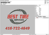 Besttiretext Embroidery File 6 sizes