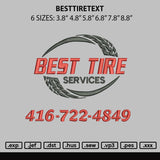 Besttiretext Embroidery File 6 sizes