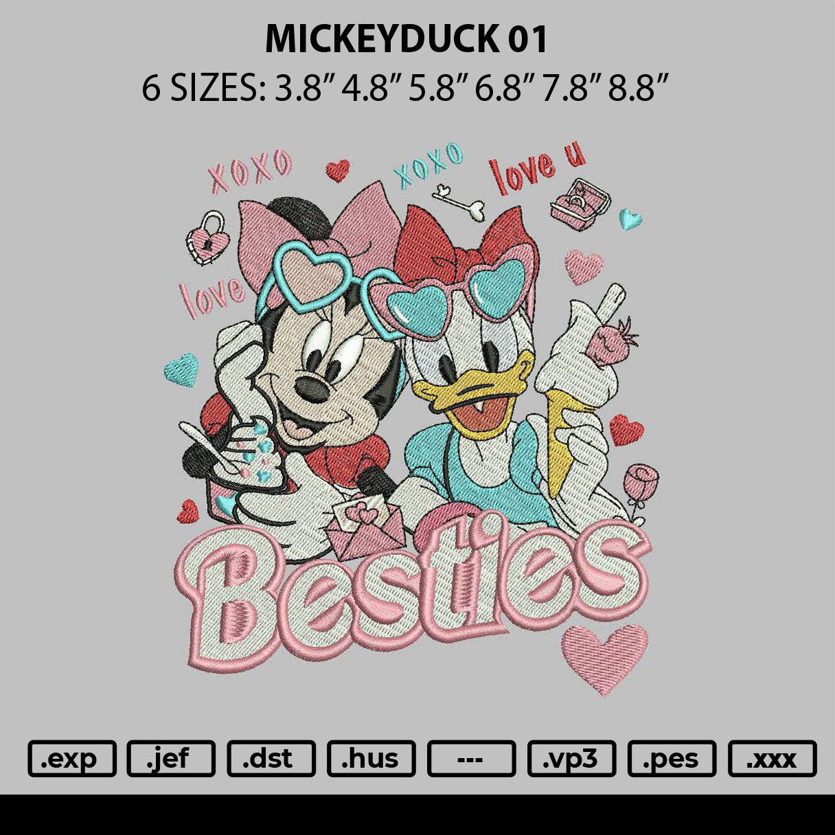 Mickeyduck 01 Embroidery File 6 sizes