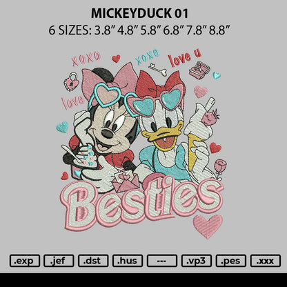 Mickeyduck 01 Embroidery File 6 sizes