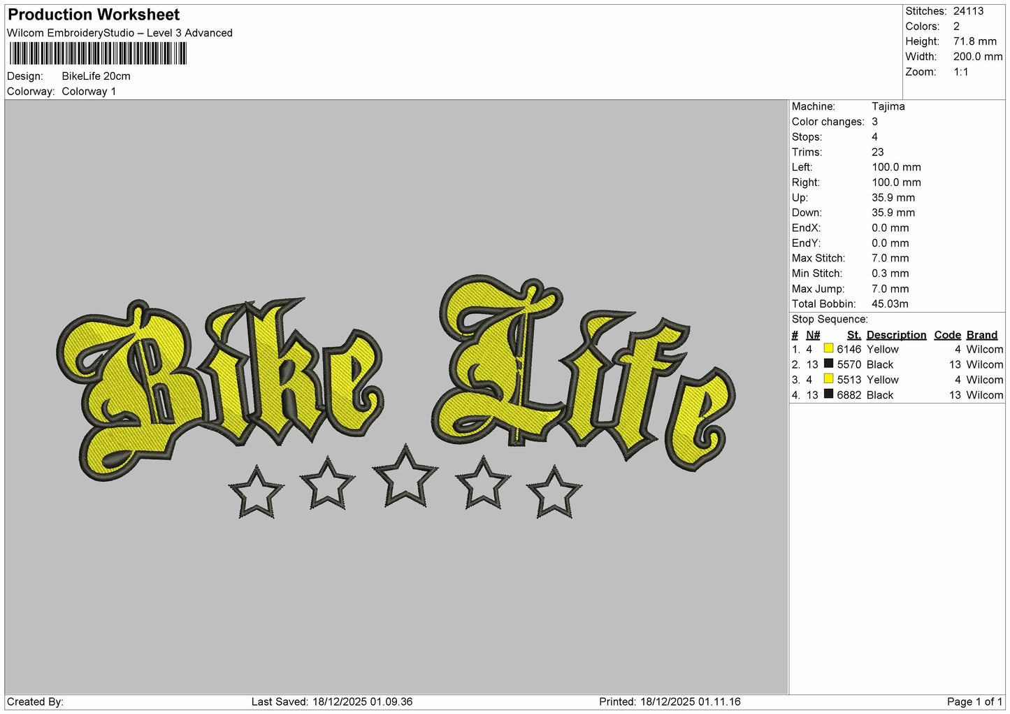 BackLife Embroidery File