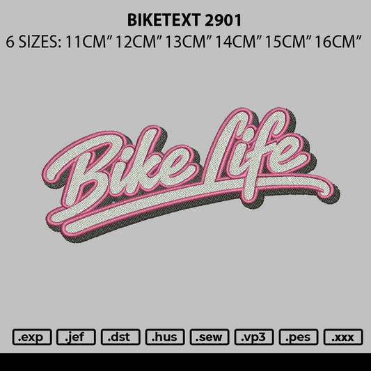Biketext 2901 Embroidery File 6 sizes