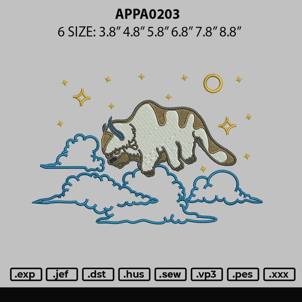 Appa0203 Embroidery File 6 sizes