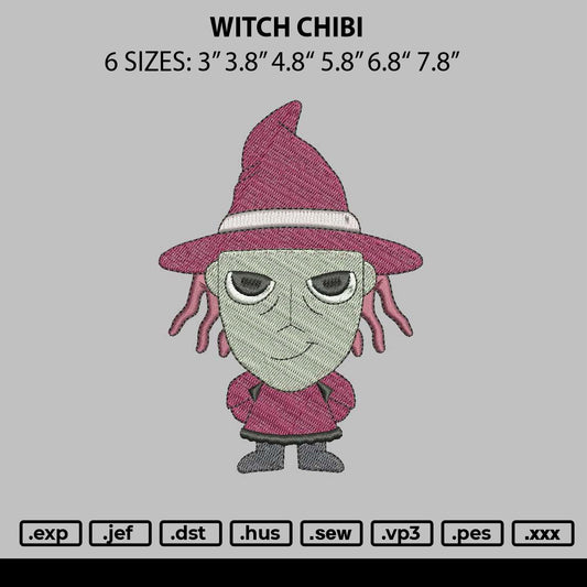 Witch Chibi Embroidery File 6 sizes