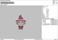 Witch Chibi Embroidery File 6 sizes