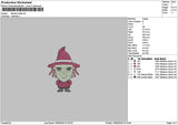 Witch Chibi Embroidery File 6 sizes