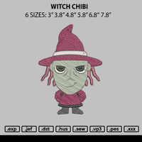 Witch Chibi Embroidery File 6 sizes