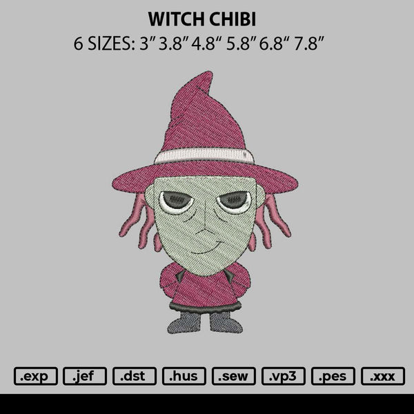 Witch Chibi Embroidery File 6 sizes