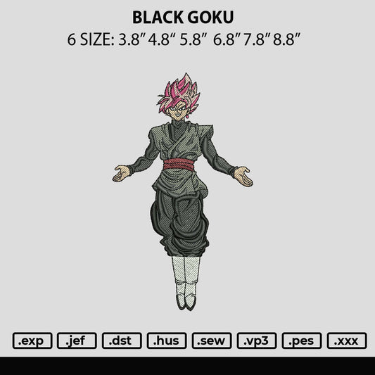 Black Goku Embroidery Design File 6 sizes