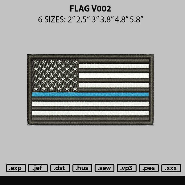 Flag V002 Embroidery File 6 sizes