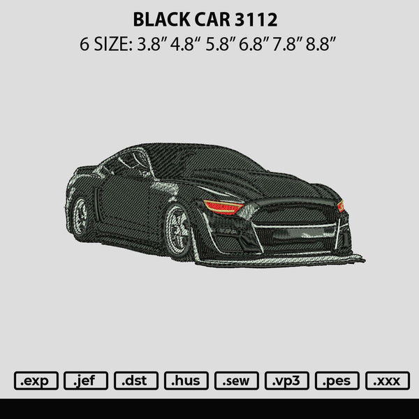 Black Car 3112 Embroidery File 6 sizes