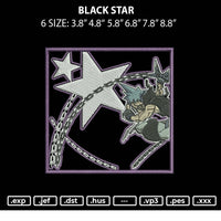 Black Star Embroidery File 6 sizes