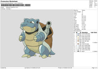 Blastoise Poke Embroidery File 6 sizes