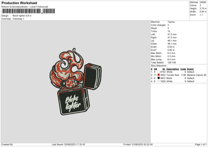 Block Lighter Embroidery Machine Design File 6 sizes