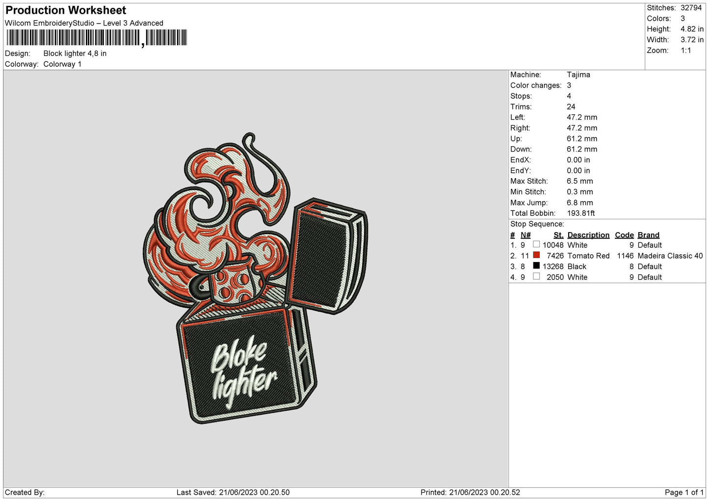 Block Lighter Embroidery Machine Design File 6 sizes