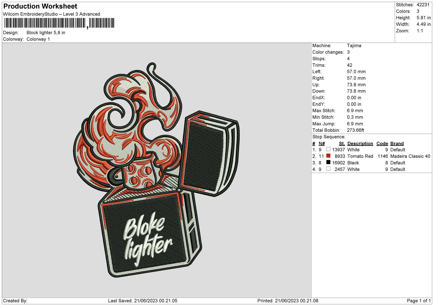 Block Lighter Embroidery Machine Design File 6 sizes