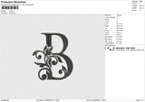 B Logo Embroidery File 6 sizes