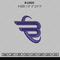 B Logo Embroidery File 4 size