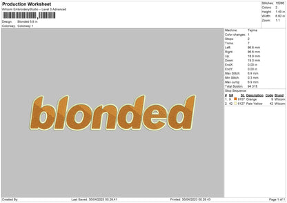 Blonded Text Embroidery File 6 sizes