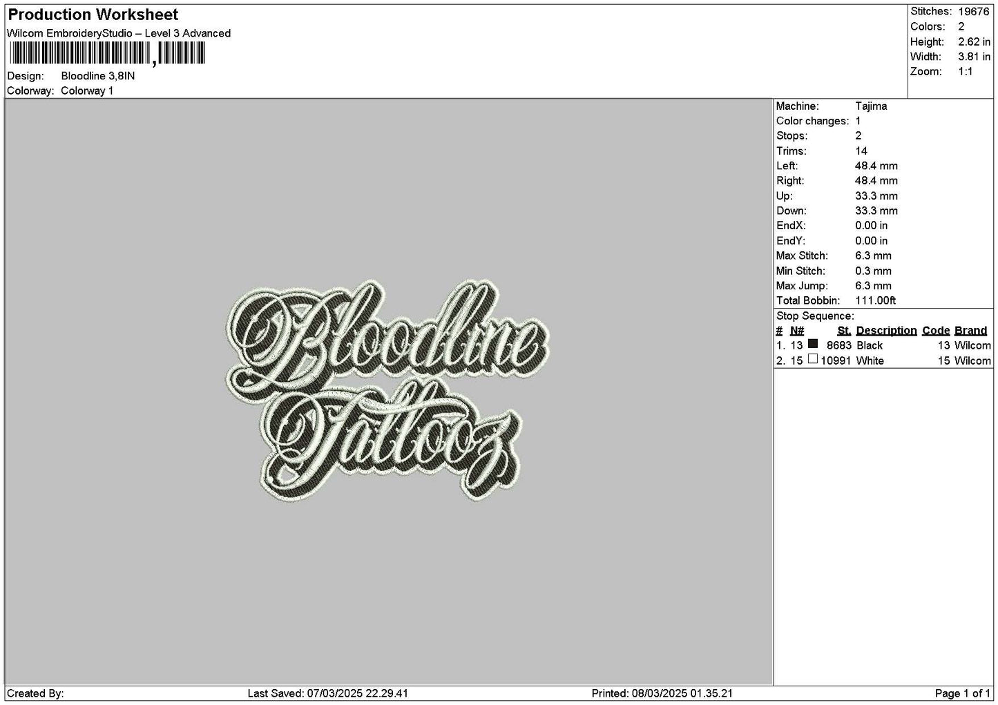 Bloodlinetext Embroidery File 6 sizes